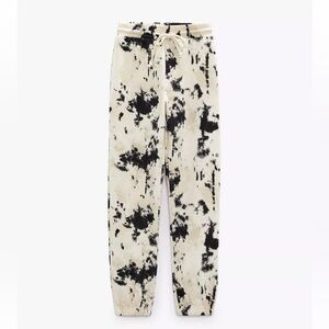 Zara Black and Cream Tie-Dye Joggers